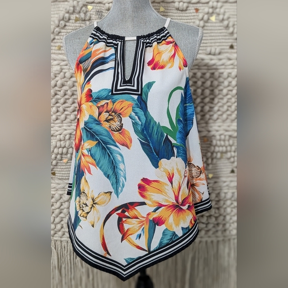 Flying Tomato Boho Chic Halter Tank Top Womens Small Tropical Floral Bandana(5) - Picture 8 of 11